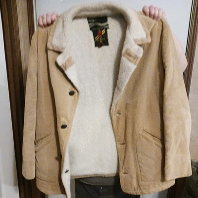 Chaqueta De Colección Montgomery Ward Para Hombre 44 Pana Sherpa Forrada Abotonada Marrón.  Foto 1 de 4