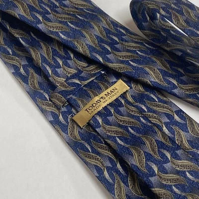 "Corbata de traje geométrica azul corbata 100 % seda hombre de hoy 58,5 x 3,9"" hecha en Italia 04" Foto 1 de 4