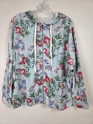 Chaqueta ligera vintage America con capucha para mujer mediana tropical floral con cremallera Foto 1 de 4