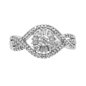 10k White Gold Diamond Cluster Cocktail Rin (PZ1003858) - Foto 1 di 7