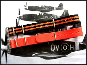 20mm Orange NATO G10 Premium ballistic nylon watch band 2 pak Bond IW SUISSE USA - Picture 1 of 10