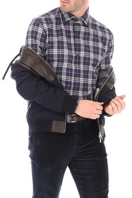 Camisa de algodão com botões US$ 395 ELEVENTY - Azul e branco *FLANELA* - GG - Imagem 1 de 4