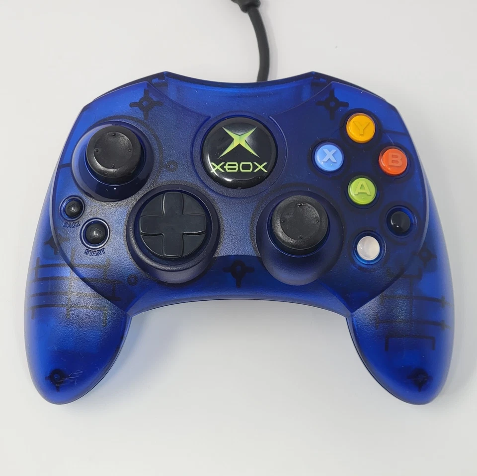 Original Xbox OEM S Type Blue Controller with Breakaway Cable CLEANED & TESTED - Image 1 of 1