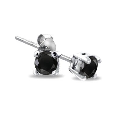 Aretes de diamantes negros TDW de 1/4 quilate en plata 925 Foto 1 de 2
