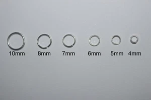 120 einfache versilberte Verbindungsringe 6 verschiedene Durchmesser 10, 8, 7, 6, 5, 4mm - Bild 1 von 7