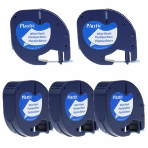 5X 91221 komp. Schriftbandkassette für Dymo LetraTag XR QX50 12mm schwarz weiß - Bild 1 von 7