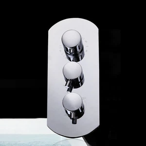 Desviador de ducha mezclador termostático cromo latón 4 vías válvula de control 3 asas - Imagen 1 de 5