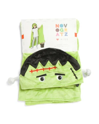 Kids Frankenstein Hooded Soft Fleece Throw Blanket 39" x 60" | Halloween - Image 1 of 2