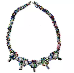 Multicolor seed bead choker necklace rainbow ethnic boho jewelry handmade K - Picture 1 of 4