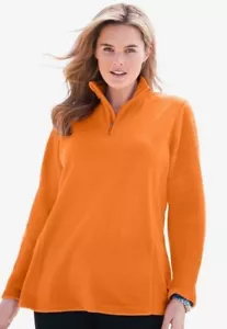 Soft, Warm And Comfy Orange Microfleece Quarter-Zip Pullover - Sz 14/16  NWT - Picture 1 of 4