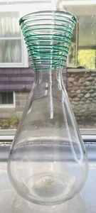 Blenko Carafe Attached Green Swirl Glass Mid Century Modern Decanter - Picture 1 of 15