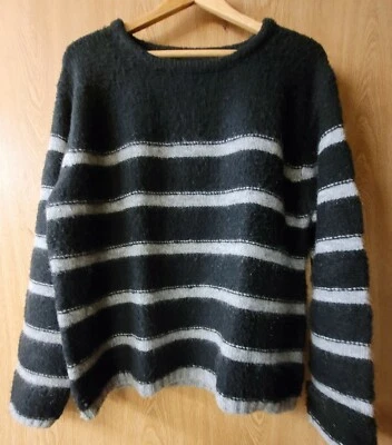 Suéter Bouclé LINE Negro y Plata Gris Rayas Mezcla Lana-Acrílico Talla M Foto 1 de 4
