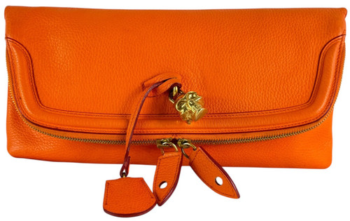 Pochette ALEXANDER McQUEEN arancione pelle teschio lucchetto pelle pieghevole