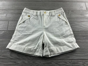 Lauren Ralph Lauren Rugby White Cotton High-Rise Cuffed Bermuda Shorts Size 4 - Picture 1 of 8