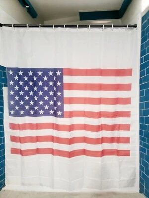 USA Flag Design Shower Curtain With 12 Hooks - Image 1 of 4
