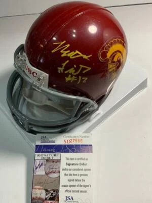 MATT FINK USC TROJANS STAR QUARTERBACK QB 350 YD 3 TD JSA SIGNED MINI HELMET COA - Image 1 of 4