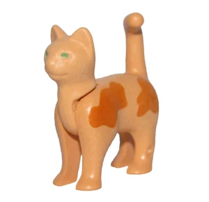 Playmobil Miniature Dollhouse Cat Pet Vet Light Orange Standing green eyes - 114 - Picture 1 of 3