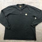 Carhartt Shirt Mens XL Black Long Sleeve Casual Henley Preppy Button Front *