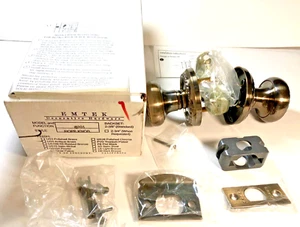 EMTEK 8201 Rope Privacy Door Knob Set US5 Antique Brass push lock NOS - Picture 1 of 15