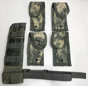 NIB USGI MOLLE ACU PISTOLMAN SET LEG EXTENDER w 4 SINGLE 9mm MAG POUCHES NEW - Picture 1 of 7