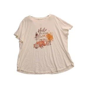 Herbst Maurices Damengröße 2XL elfenbeinfarben Hallo Herbst kurzärmliges grafisches T-Shirt neu mit Etikett - Bild 1 von 7