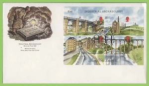 G.B. 1989 Industrial Archeology M/S su copertina primo giorno Royal Mail, Llangollen - Foto 1 di 1