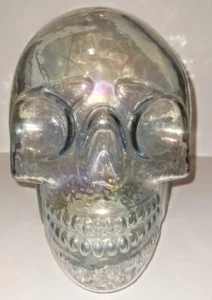 Skull Halloween Decoration Statue Figure Desk Lights Up 7"x5"x7.25" Clear Glass - Picture 1 of 2