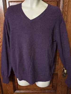 SUÉTER LANDS' END Clásico Púrpura Cuello en V Mezcla de Lana y Algodón Para Hombre L 42-44 Foto 1 de 4