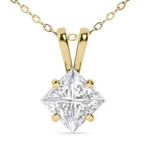 Diamond Ladies Pendant Natural Princess Cut Treated 14K Yellow Gold 1.05 Carat - Picture 1 of 6