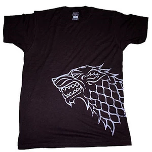 Game of Thrones Stark House Distressed Dire Wolf Sigil - Male Black Tee T-Shirt - Picture 1 of 1