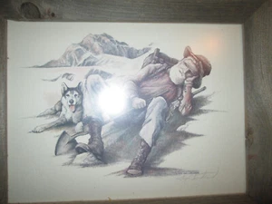 1977 Doug Lindstrand Resting Lithograph Signed Alaskan Sketchers Limited Edition - Picture 1 of 3