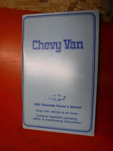 Chevrolet 1986 furgoneta tamaño completo original manual del propietario de fábrica limpio G 10 20 30 - Imagen 1 de 4
