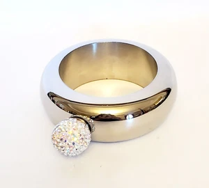 Flask Bracelet w/ Rhinestone Knob Silver Tone Portable for Wine Whisky Hip Flask - Picture 1 of 4