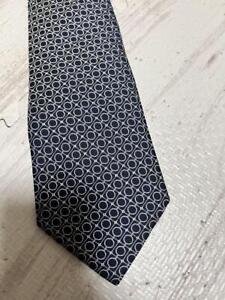 Hermes Tie for Men Geometric Polka Dot Pattern Black Silk No Box Used 