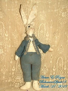 ARTURO E.REYNA FOLK ART PRIMITIVE Mr RABBIT SOFT SCULPTURE RAG DOLL - Picture 1 of 7