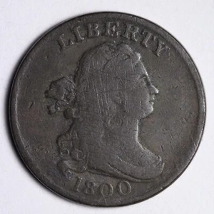 1800 Draped Bust Half Cent FINE REVERSE DIE CRACKS E100 SILM - Picture 1 of 2