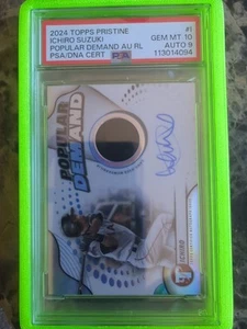 2024 Topps Pristine Ichiro Patch Auto PSA 10 (POP 1) - Picture 1 of 2