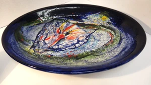 Roberta Burg Pottery Platter Abstract Design Signed 2009 16"x11.5" - Picture 1 of 8