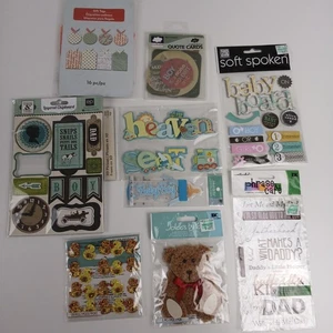 10 Pkg Lot Baby Boy Embellishments Jolee's by You 3D Classic Phrases Tags Cards - Bild 1 von 12