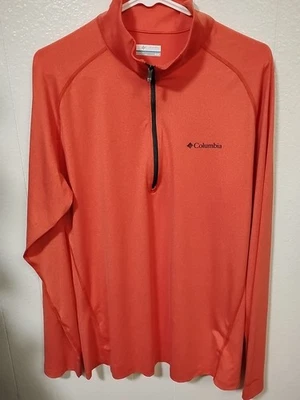 Columbia Hombre Talla Mediana 1/4 Cremallera Jersey Manga Larga Camisa Naranja Omniwick Foto 1 de 4
