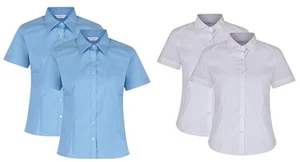 Trutex Girls Short Sleeve School Blouses Twinpack BNWT - Picture 1 of 5