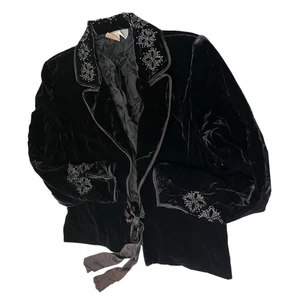 Blazer TERCIOPELO RAYÓN SEDA NEGRO gótico oscuro academia victoriano con cuentas Felicia 12 - Imagen 1 de 16