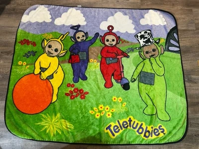 Teletubbies Plush Fleece Blanket 60x50” Tinky Dipsy Po La La 90s Y2K Nostalgia - Image 1 of 4