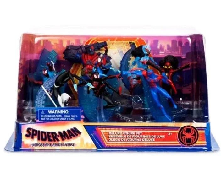 Juego de 8 figuras de lujo Disney Spiderman Across The Spiderverse Nuevo en caja sin abrir Foto 1 de 2