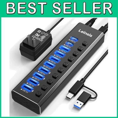 Fast Data Transfer USB Hub Powered with Charging Port - Image 1 of 4