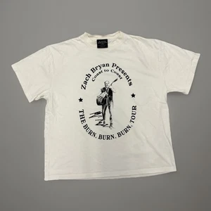 Camicia The Burn Burn Burn Tour Zach Bryan avorio unisex taglia grande adulto - Foto 1 di 5