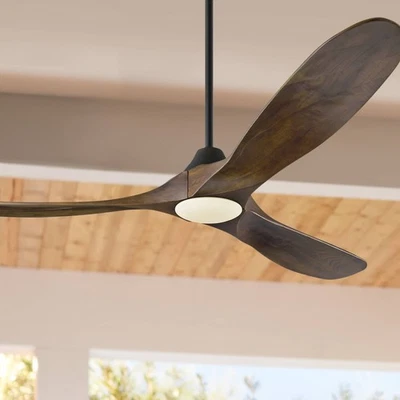 60" Visual Comfort Maverick Walnut Wood LED Ceiling Fan with Remote - Image 1 of 3