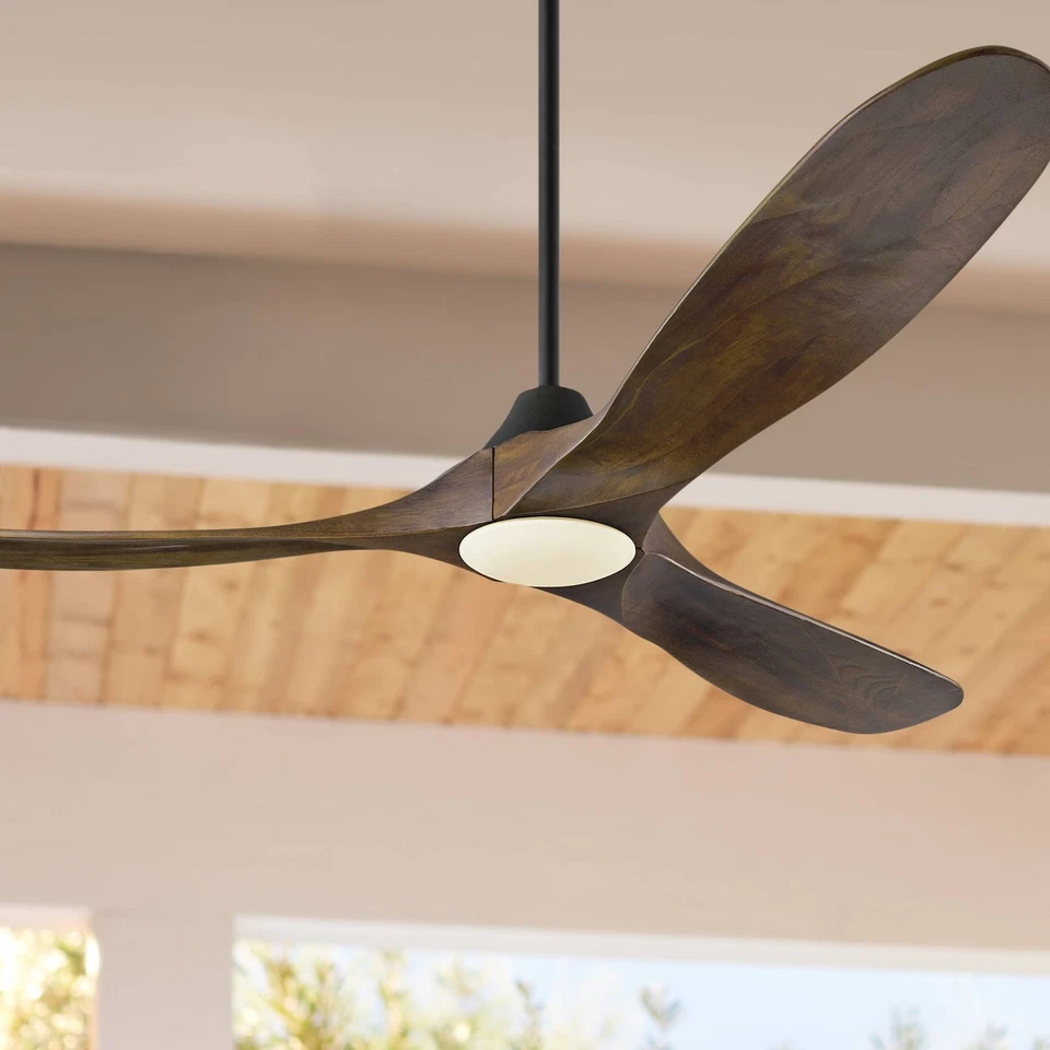 60" Visual Comfort Maverick Walnut Wood LED Ceiling Fan with Remote - Image 1 of 3