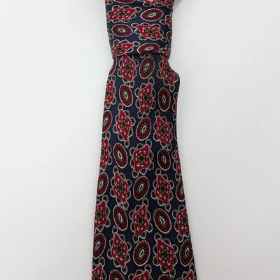 Andhurst  Medallion Design Burgundy Navy Blue Men's Tie - Image 1 of 4