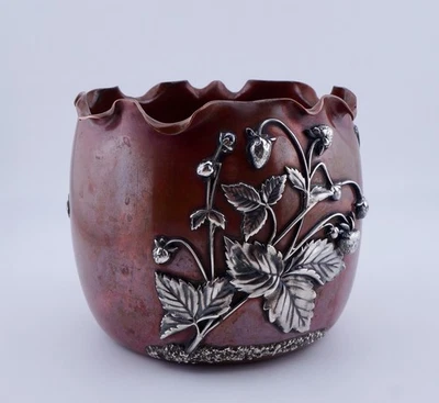 Jarrón Gorham Estético Cobre Esterlina Insecto Mariposa Rana Y50 Victoriano Cuivre Foto 1 de 4